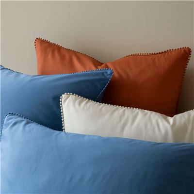 Linge de lit percale pompons - BECQUET CRÉATION