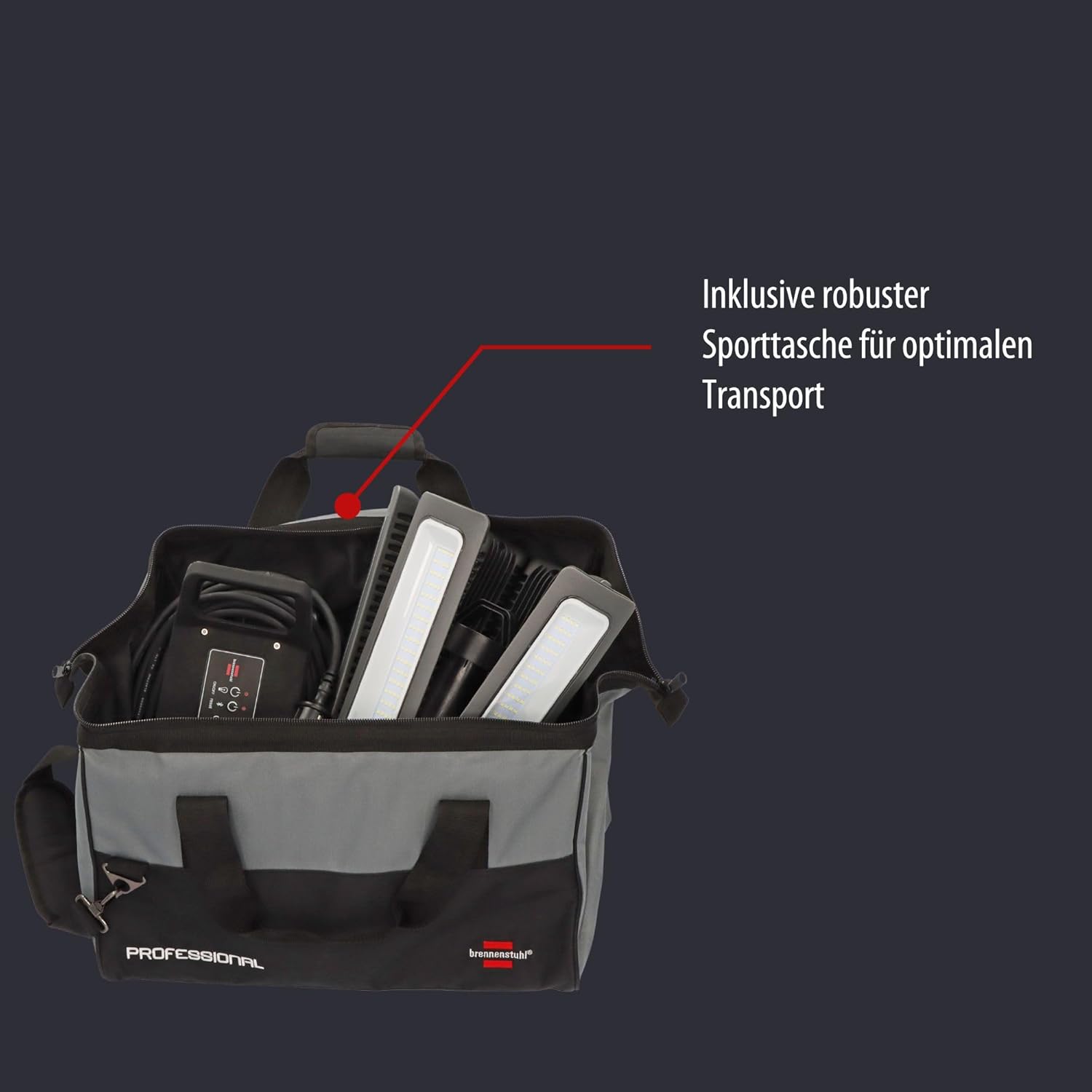 Brennenstuhl Professional 360° LED Strahler R42050 BT mit 300W (LED Baustrahler 42000lm mit 6 individuell einstellbaren Strahlern, mit Steuerelement, 6,70 + 3,30m RN-Kabel, Bluetooth Steuerung)