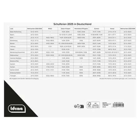 Idena Monatsterminplaner 2025 - A4, FSC® Mix