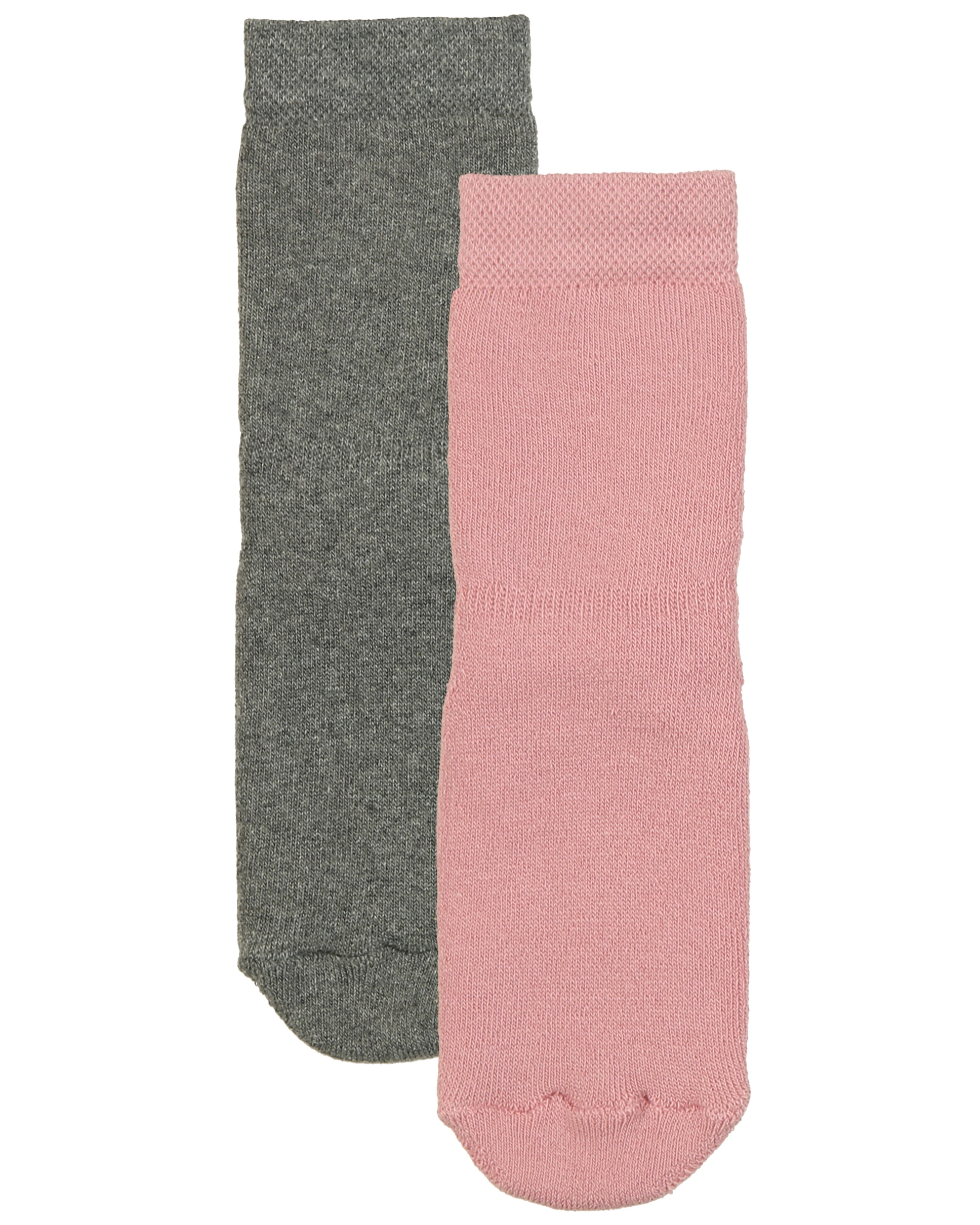 Stoppersocken UNI mit Vollsohle 2er-Pack in altrosa/grau