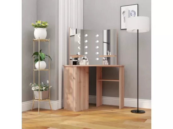 Coiffeuse d'angle avec LED Chêne 111x54x141,5 cm
