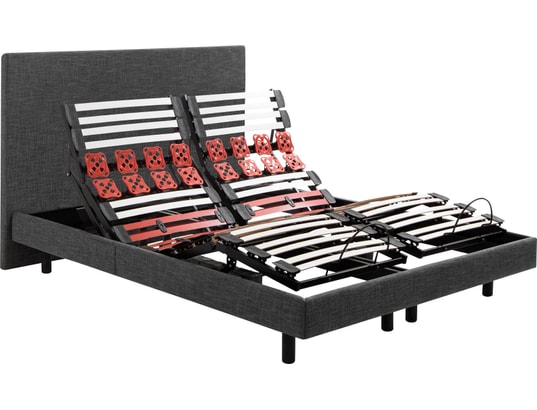 EPEDA - Sommier Electrique 2 x 80 x 200 Escapade Relax 1620D + Tête de lit gris fonce