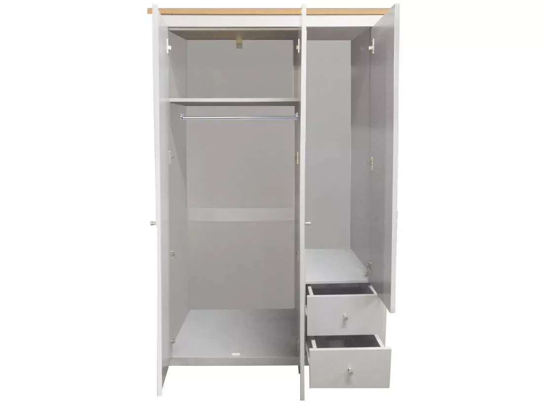 Armoire 2 tiroirs en MDF chêne et gris