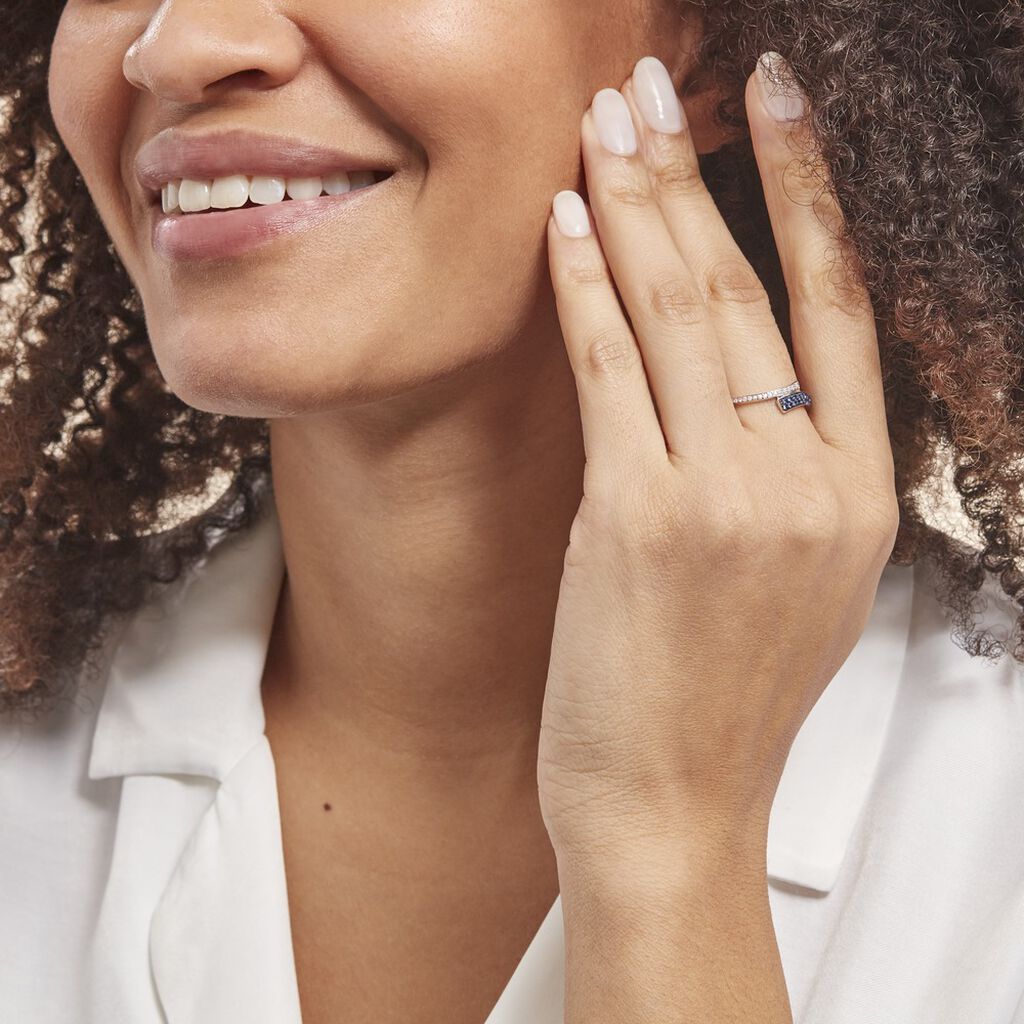 Bague Amelie Or Blanc Saphir Et Diamant