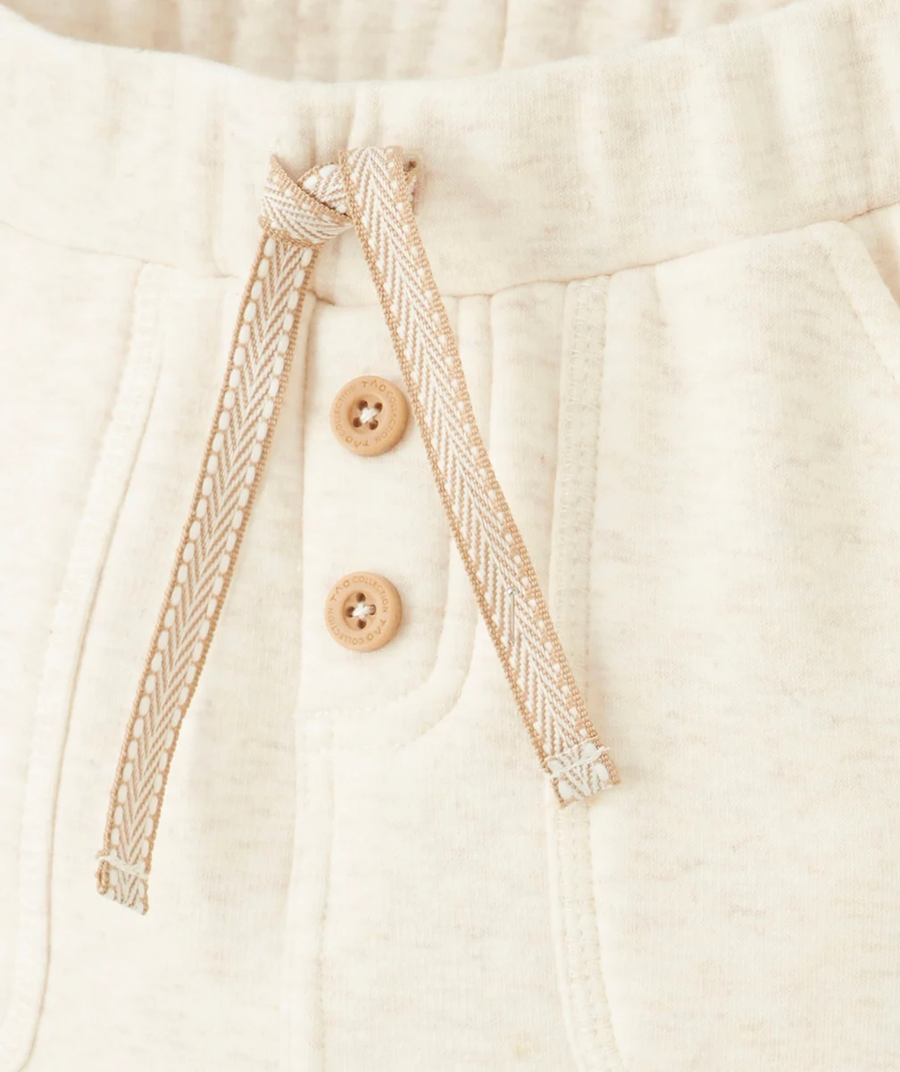 PANTALON DE JOGGING EN FIBRES RECYCLÉES ÉCRU CHINÉ
