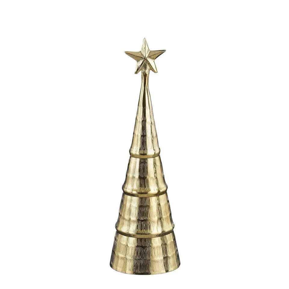 Mica Decorations Decoratie Kerstboom - H36 x Ø11 cm - Aluminium - Goud