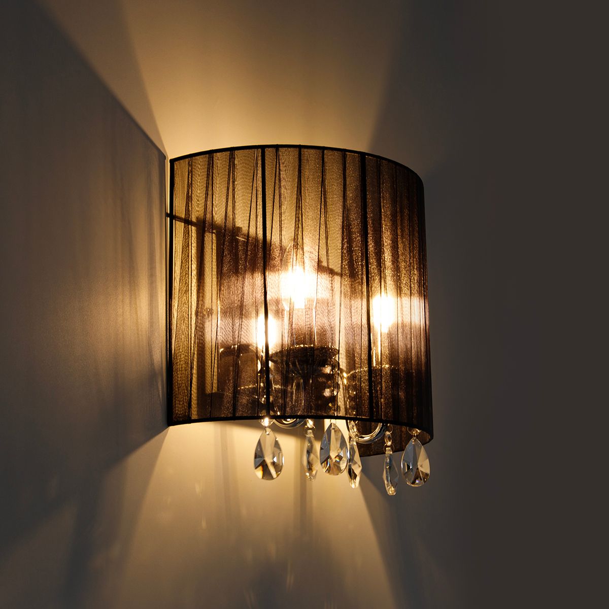 Klassieke wandlamp chroom met zwarte kap - Ann-Kathrin 2