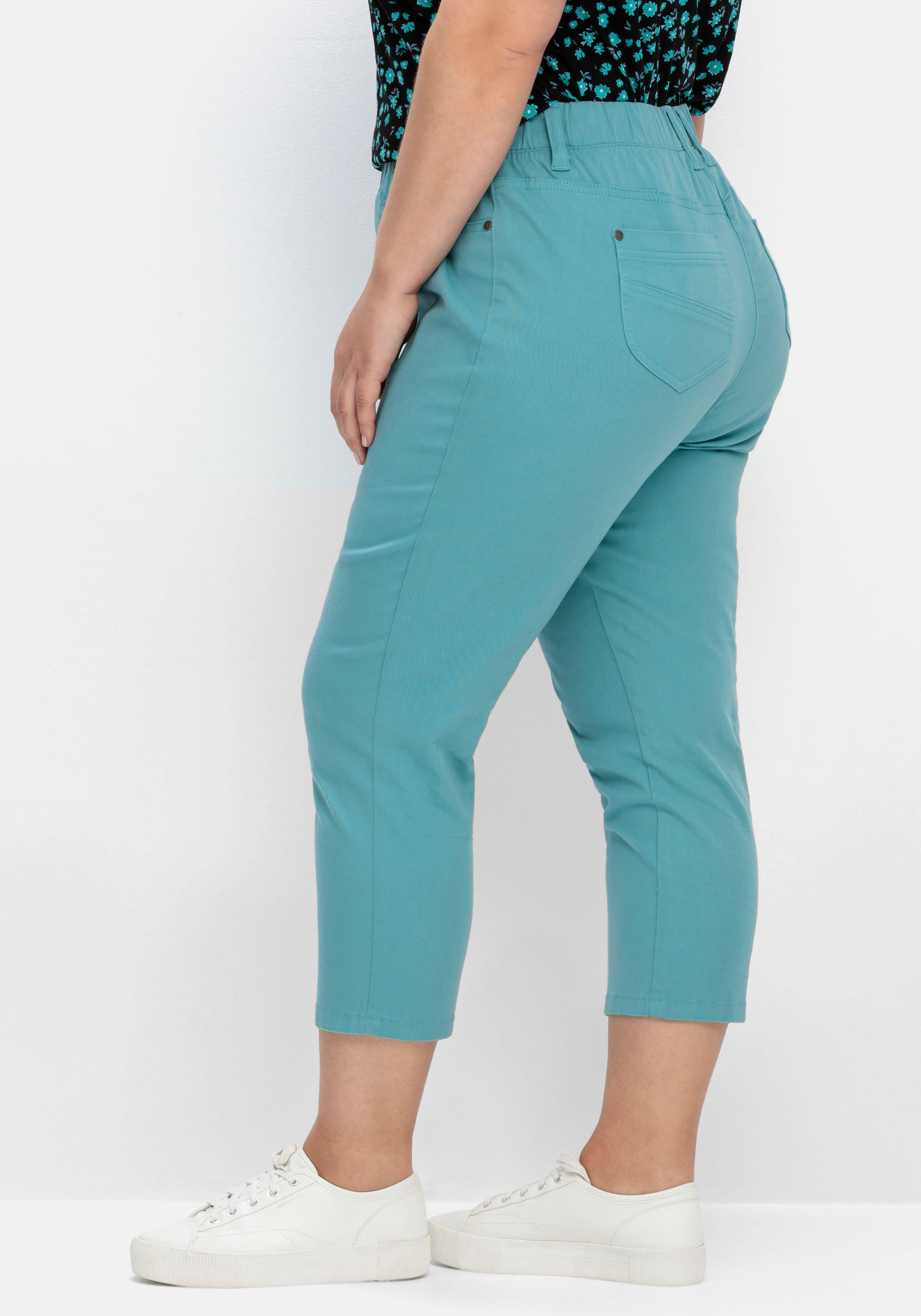 Schmale 7/8-Hose mit Gummibund, aus Twill