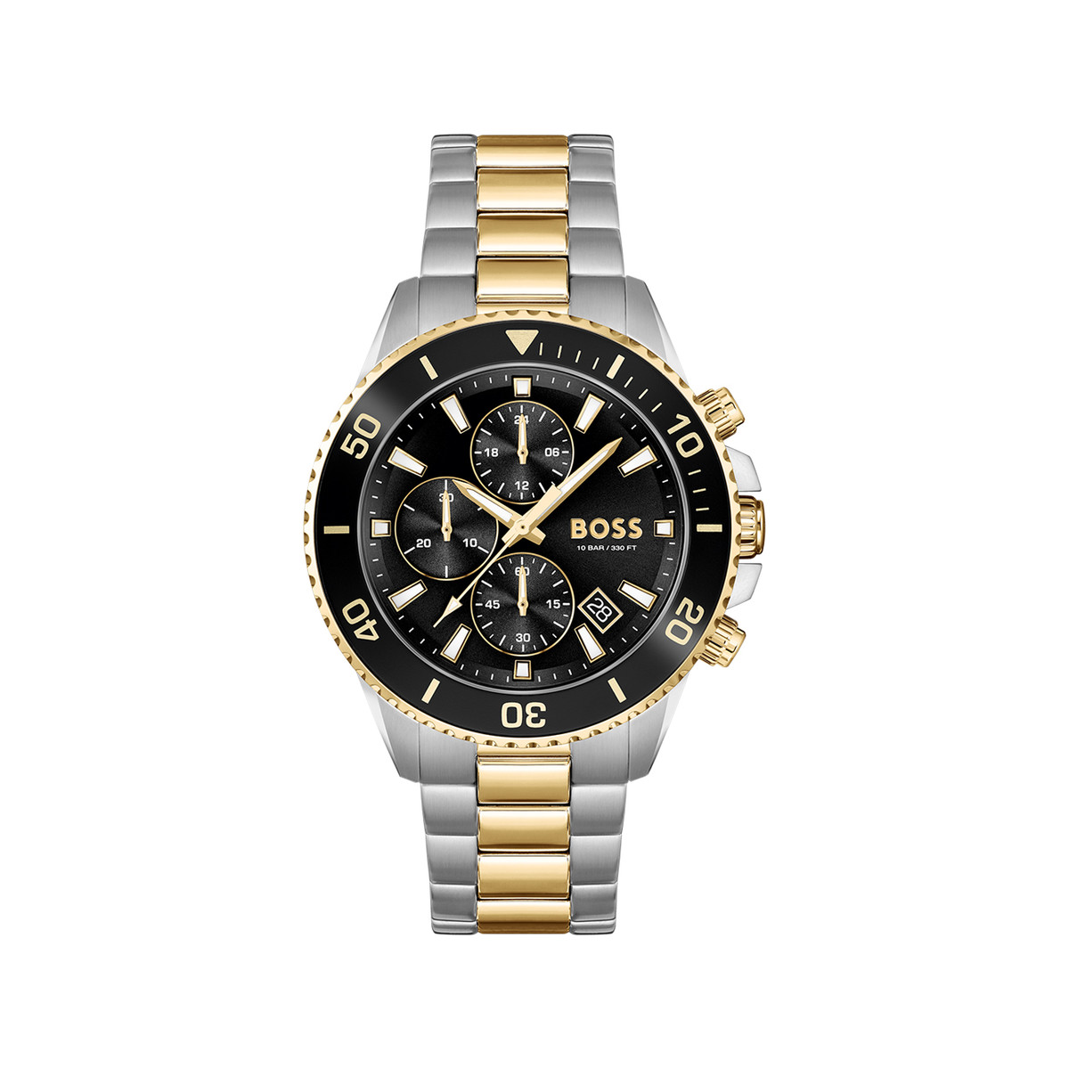 Montre BOSS athleisure homme chronographe, bracelet acier bicolore