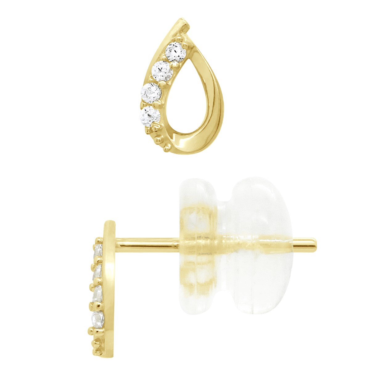 Boucles d'Oreilles Fantaisie - Goutte - Orné d'Oxydes de Zirconiums - Or Jaune