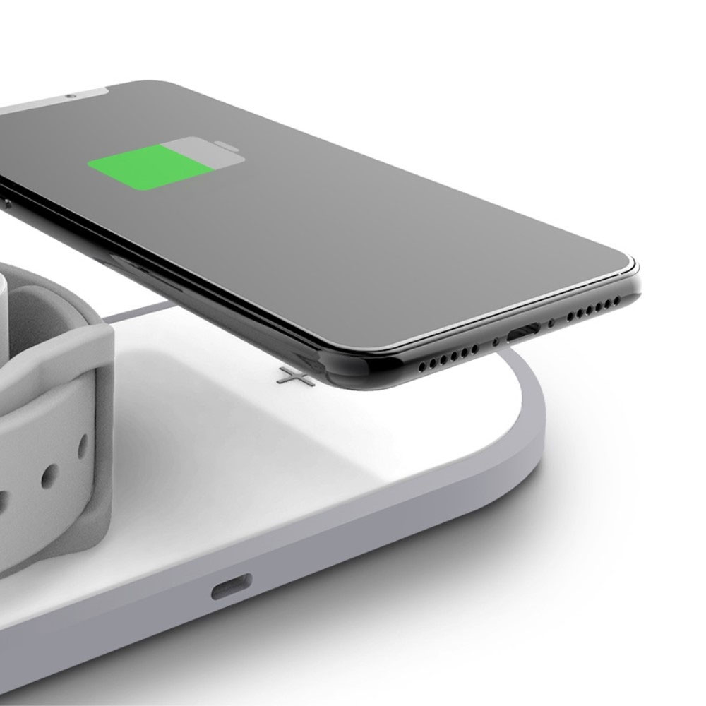 (20W) 3in1 Multifunktions Fast Charge Qi Wireless Ladepad für iPhone / Apple Watch / AirPods Ladeanschluss - Weiss