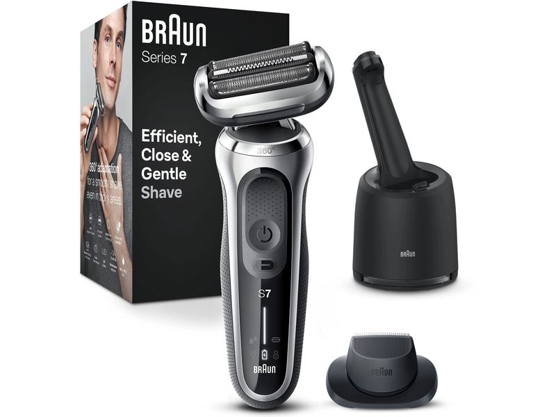 Braun Herrenrasierer Series 7 71-S7200cc mit Reinigungsstat Rasierapparat für die Nass- und Trockenrasur
