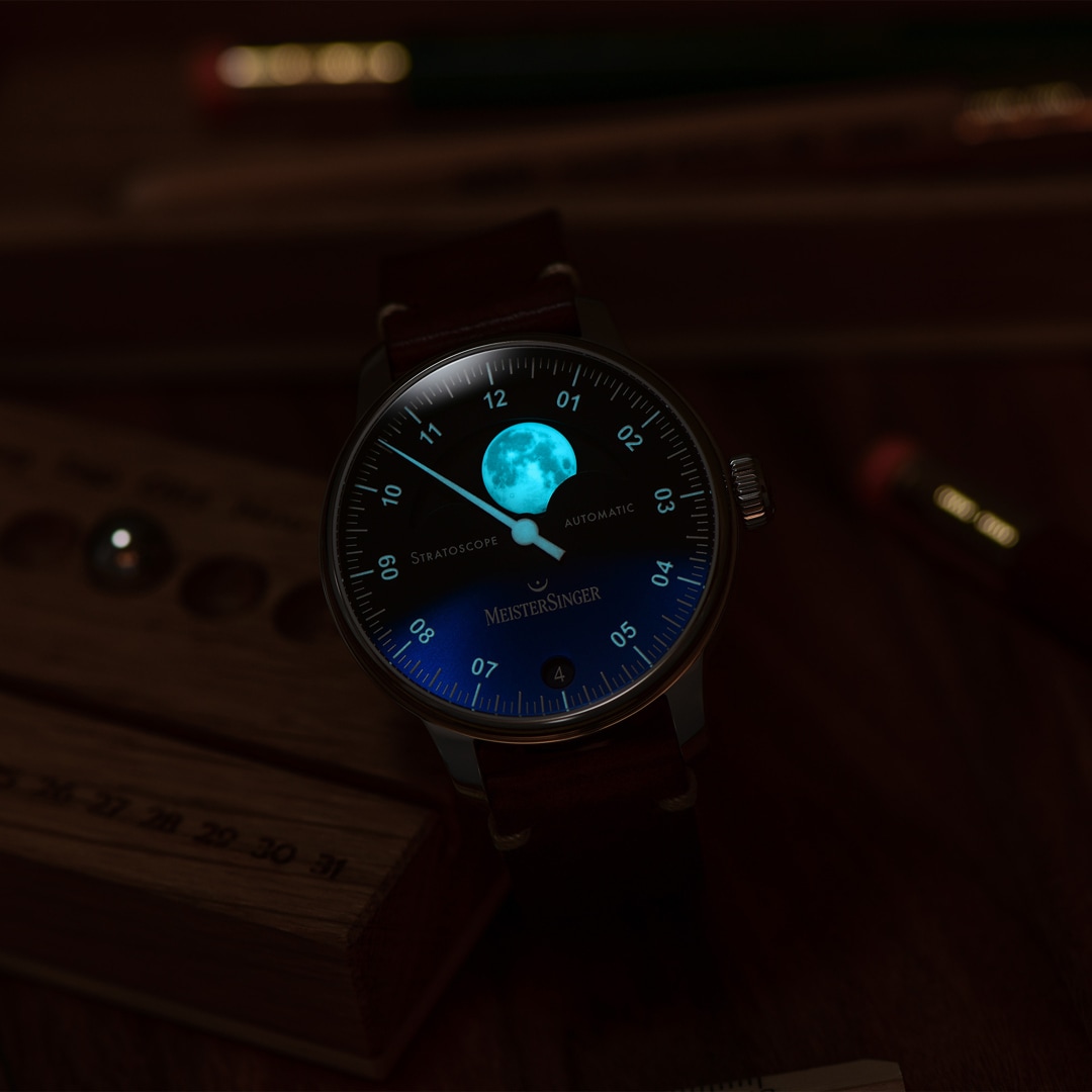 MeisterSinger Stratoscope Moonphase Schwarz / Blau