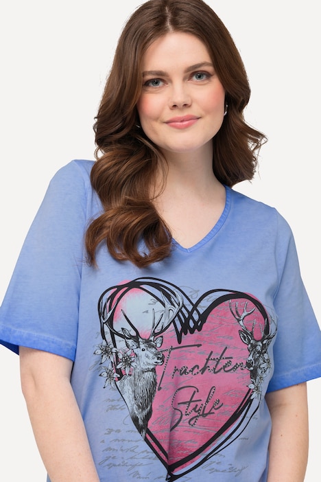 T-Shirt, Trachtenherz, Classic, V-Ausschnitt, Halbarm