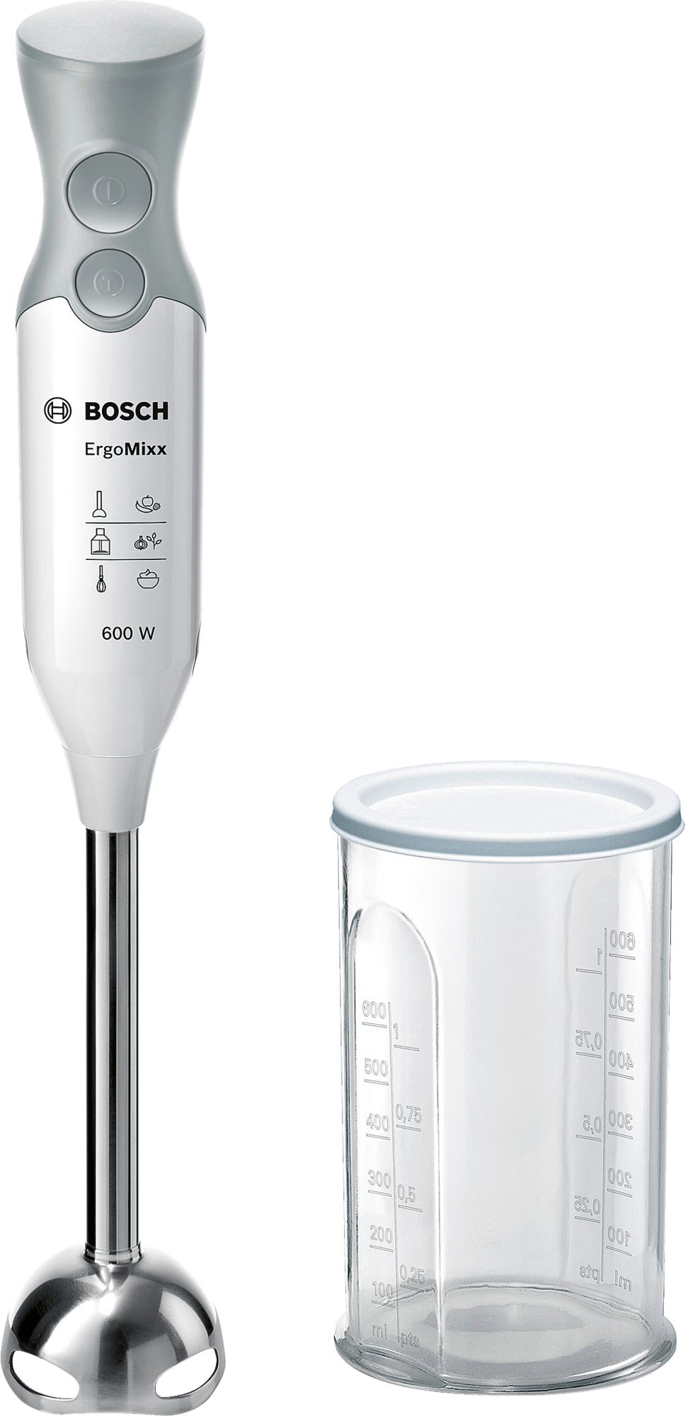 Batedeira de mão ErgoMixx 600W, branca, MSM66110