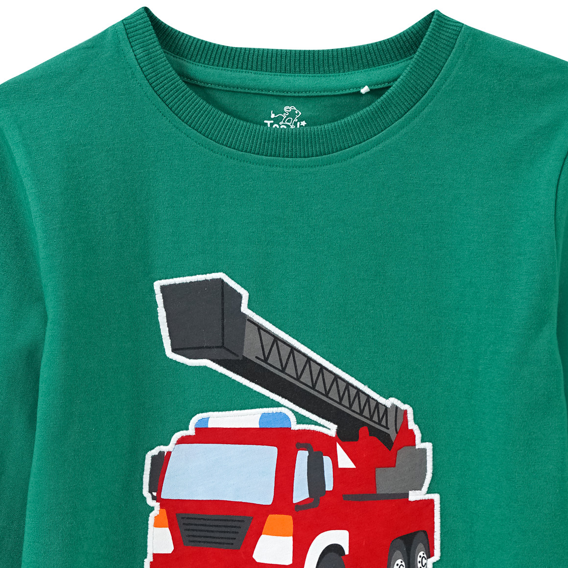 Topolino Jungen Langarmshirt mit Feuerwehr-Applikation grün