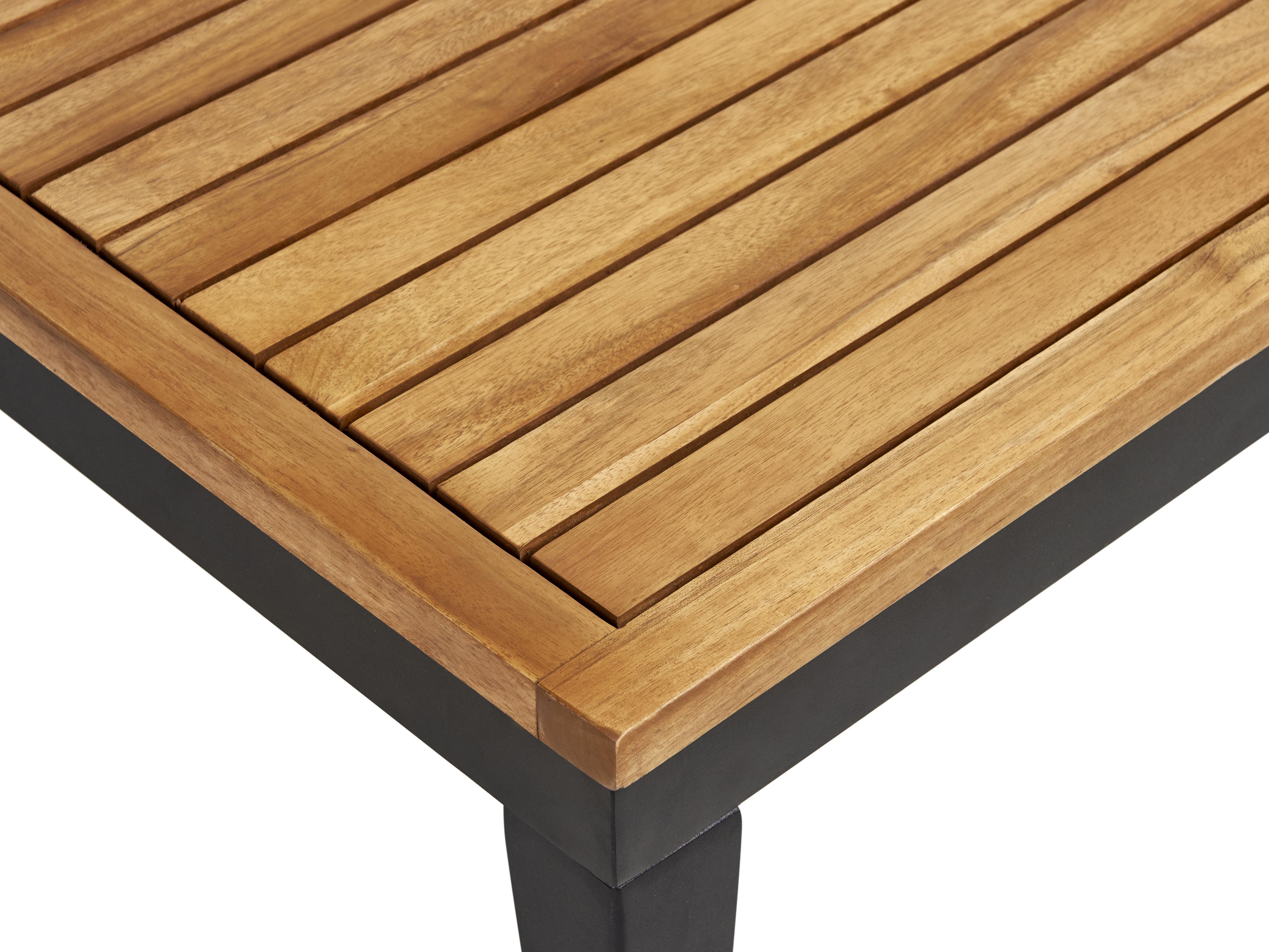 Loungeset met tafel en ottomaan 3-zits BRACCIANO rechtszijdig Gecertificeerd acaciahout Lichtbeige