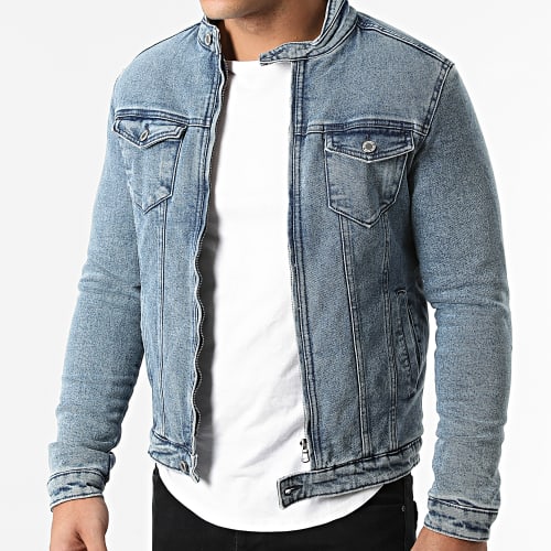 Veste Jean Fourré Zippée ZVS-017 Bleu Denim