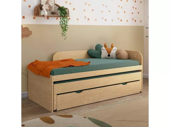Lit gigogne 3 places 90x200 cm bois massif bois NOHA