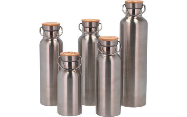 Camplife Edelstahl Isolierflasche mit Bambusdeckel
