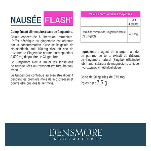Densmore Nauseflash - Antienjoo - Gravidez, Viagem - 20 cápsulas