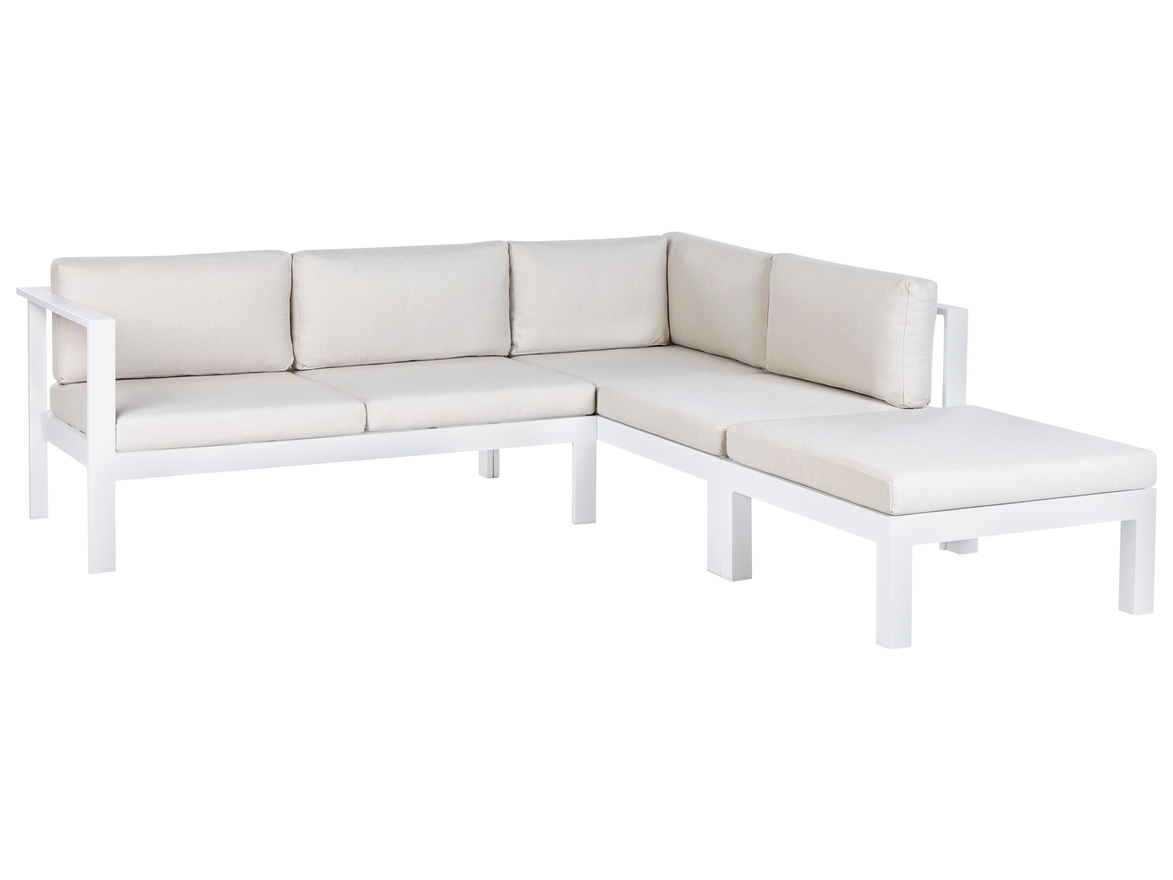 Tuin hoekloungeset met tafel 5-zits MESSINA linkszijdig Metaal Gebroken wit