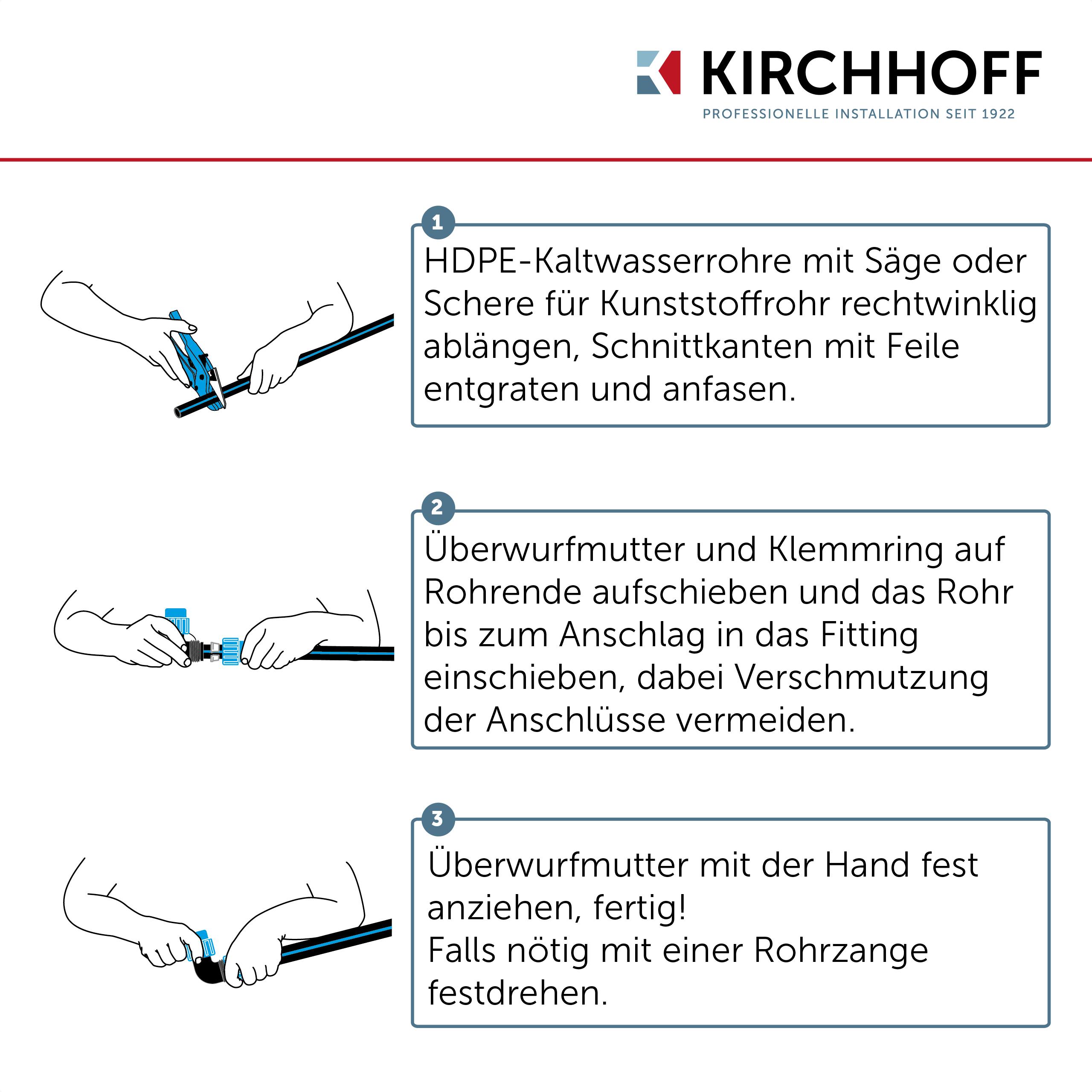 KIRCHHOFF HDPE Rohr 20 mm x 50 m Bewässerungssystem, Kunststoffrohr Gartenbewässerung Made in EU