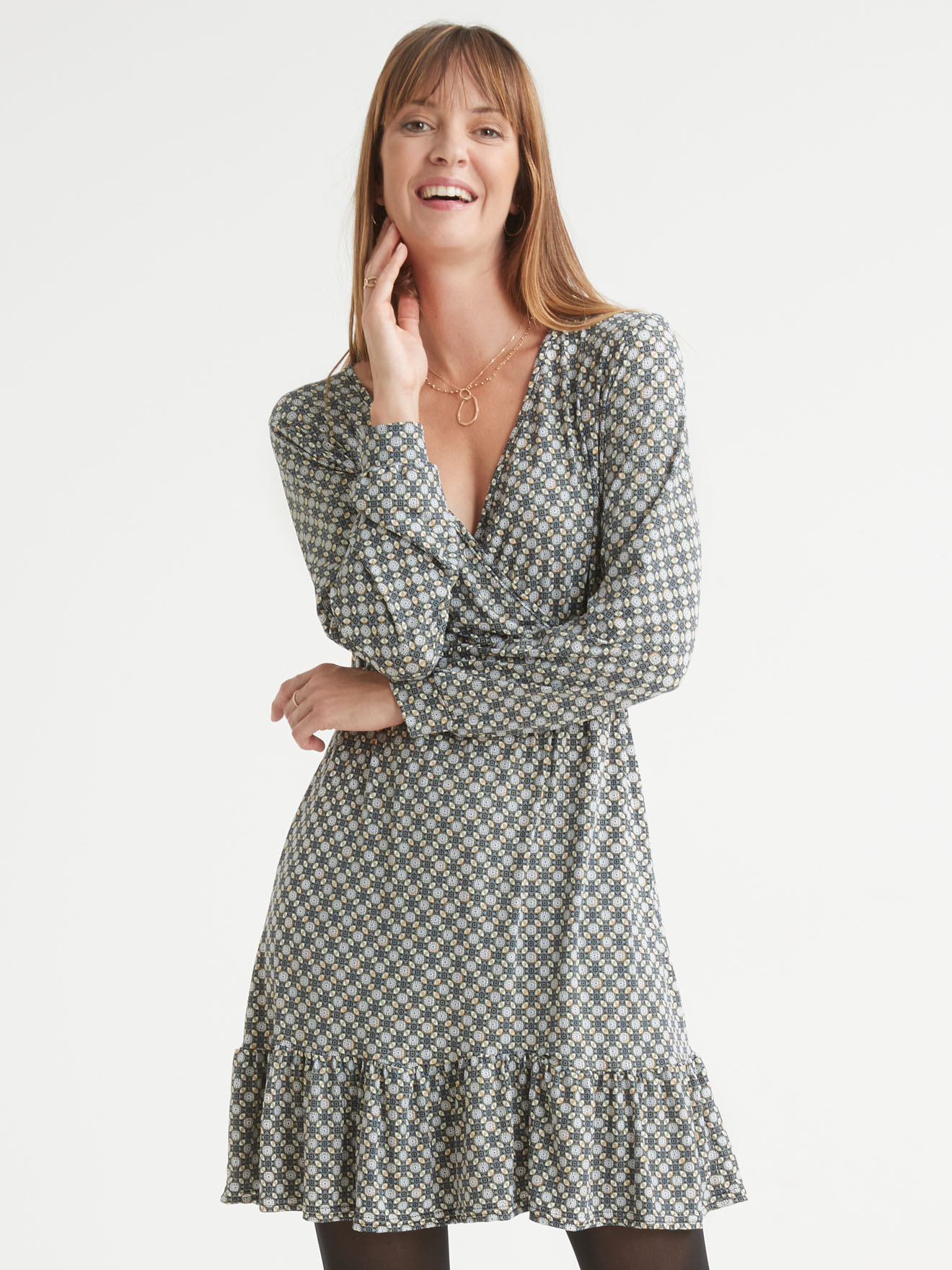 Robe en maille effet cache-coeur