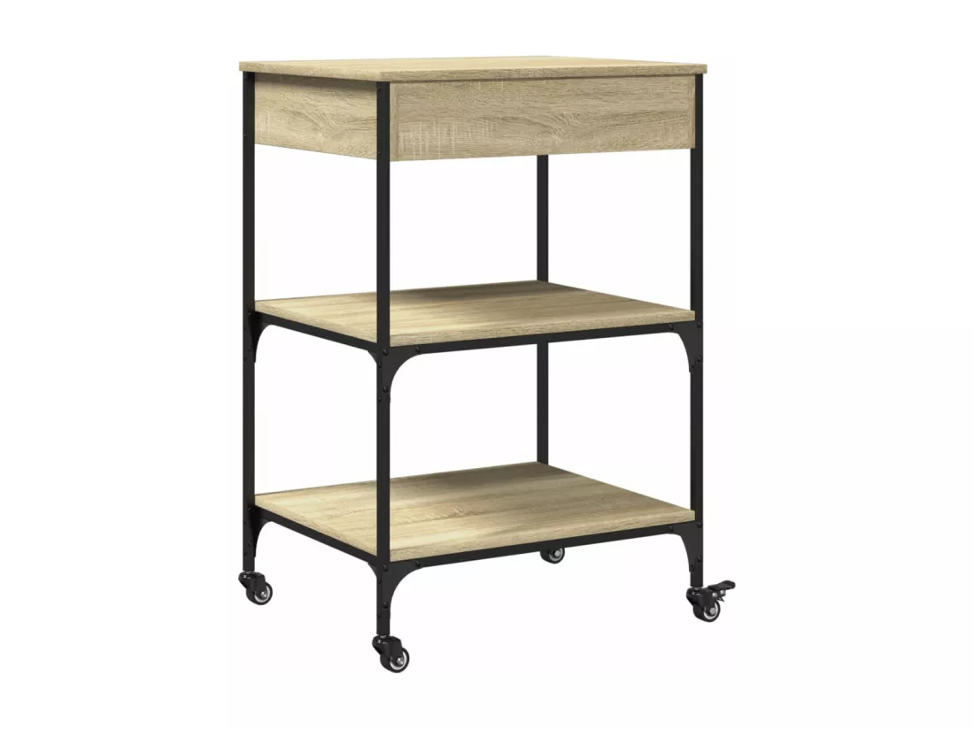Chariot de cuisine chêne sonoma 60x48x89,5 cm bois d'ingénierie