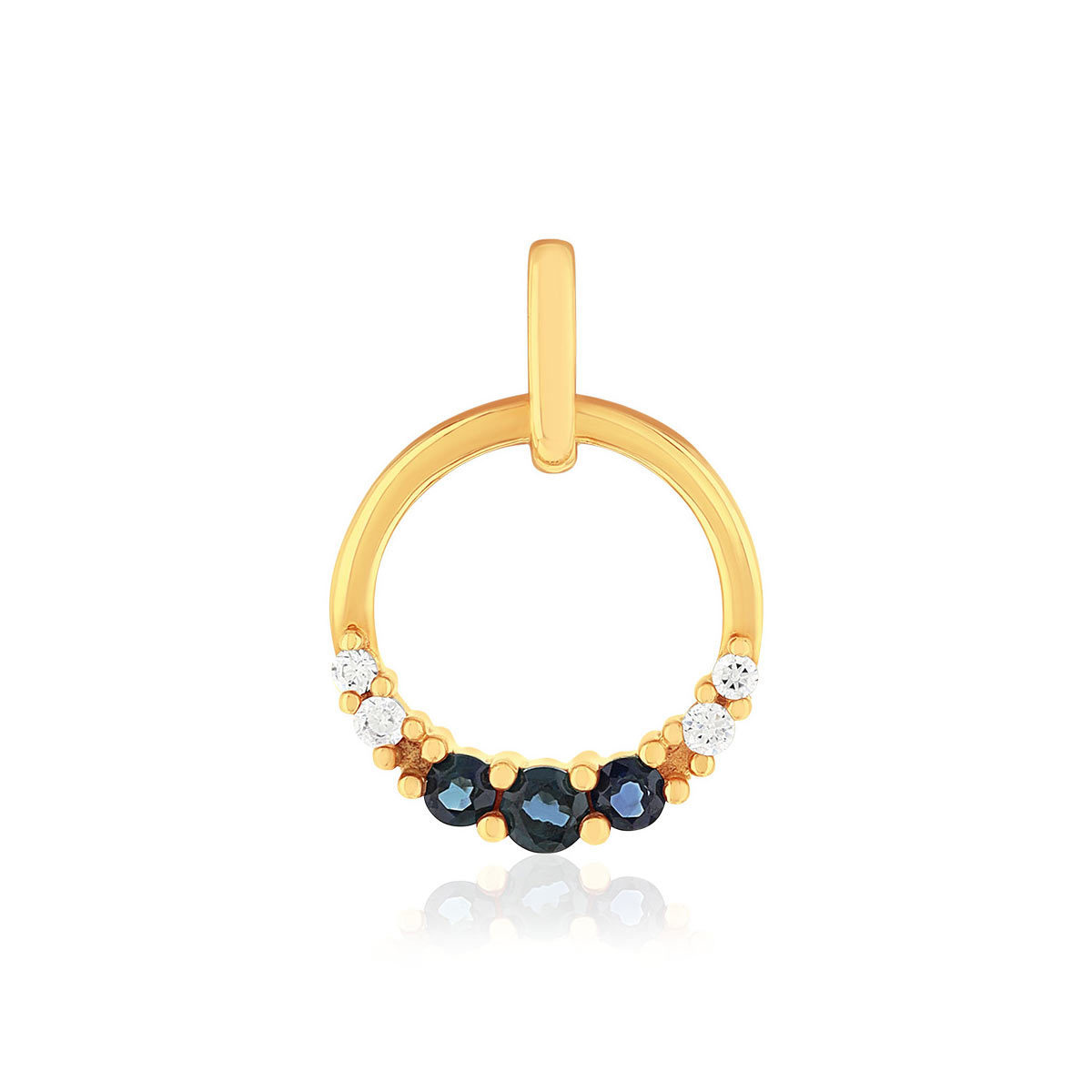Pendentif or 375 jaune saphirs et diamants