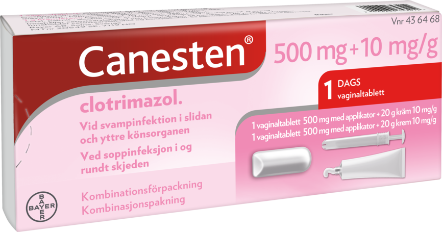 Canesten 500 mg vaginaltablett og 10 mg/g krem