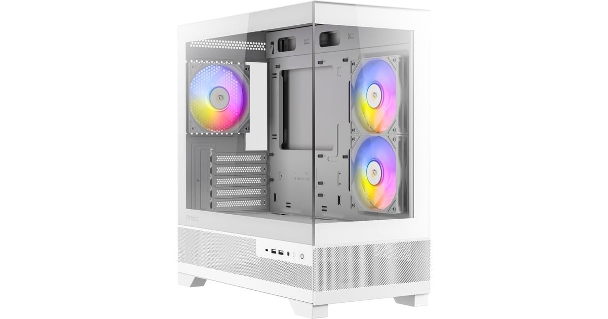 AntecCX500M RGB mini tower behuizing  (Wit | 2x USB-A | 1x USB-C | Tempered Glass)