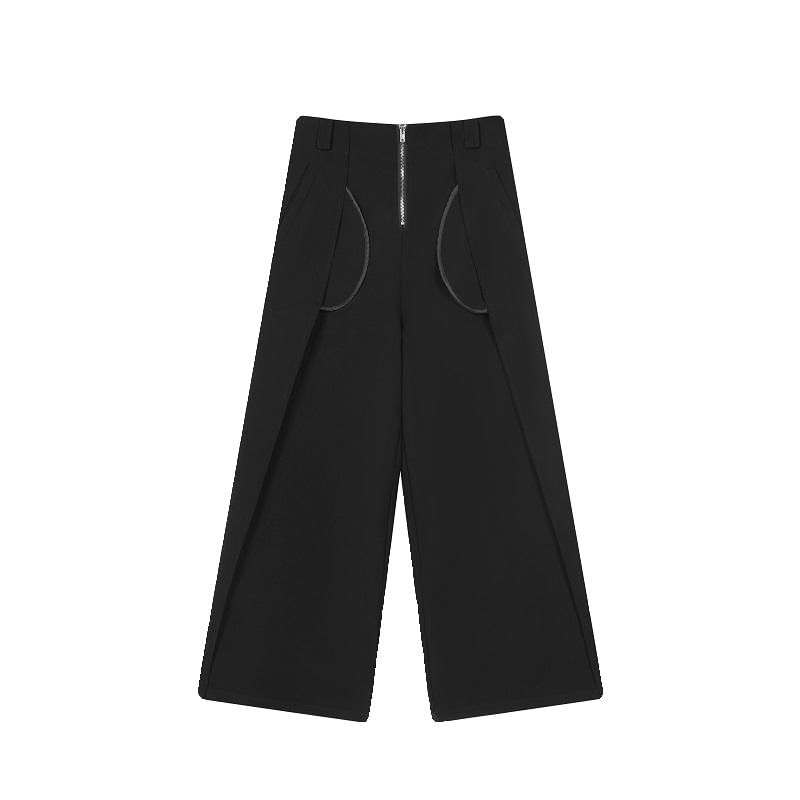 Bjorn - Mid Rise Plain Wide Leg Broek