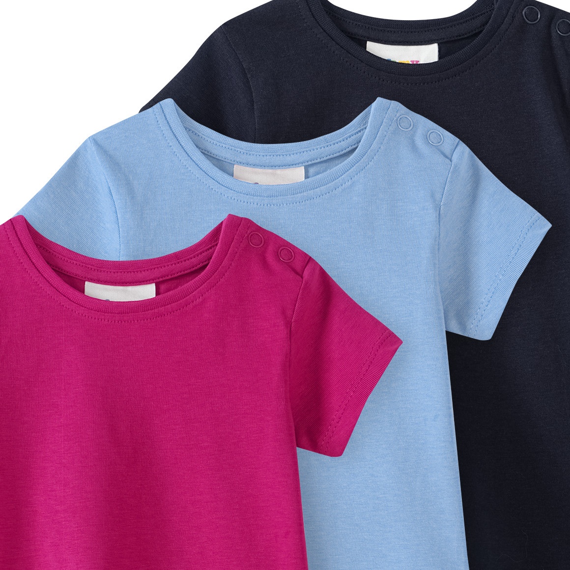 Famy 3 Baby T-Shirts unifarben dunkelblau / beere / blau
