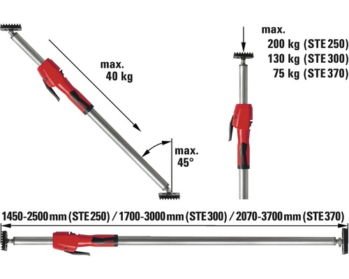 Bessey STE 300 plafondsteun en montagesteun met pompgreep
