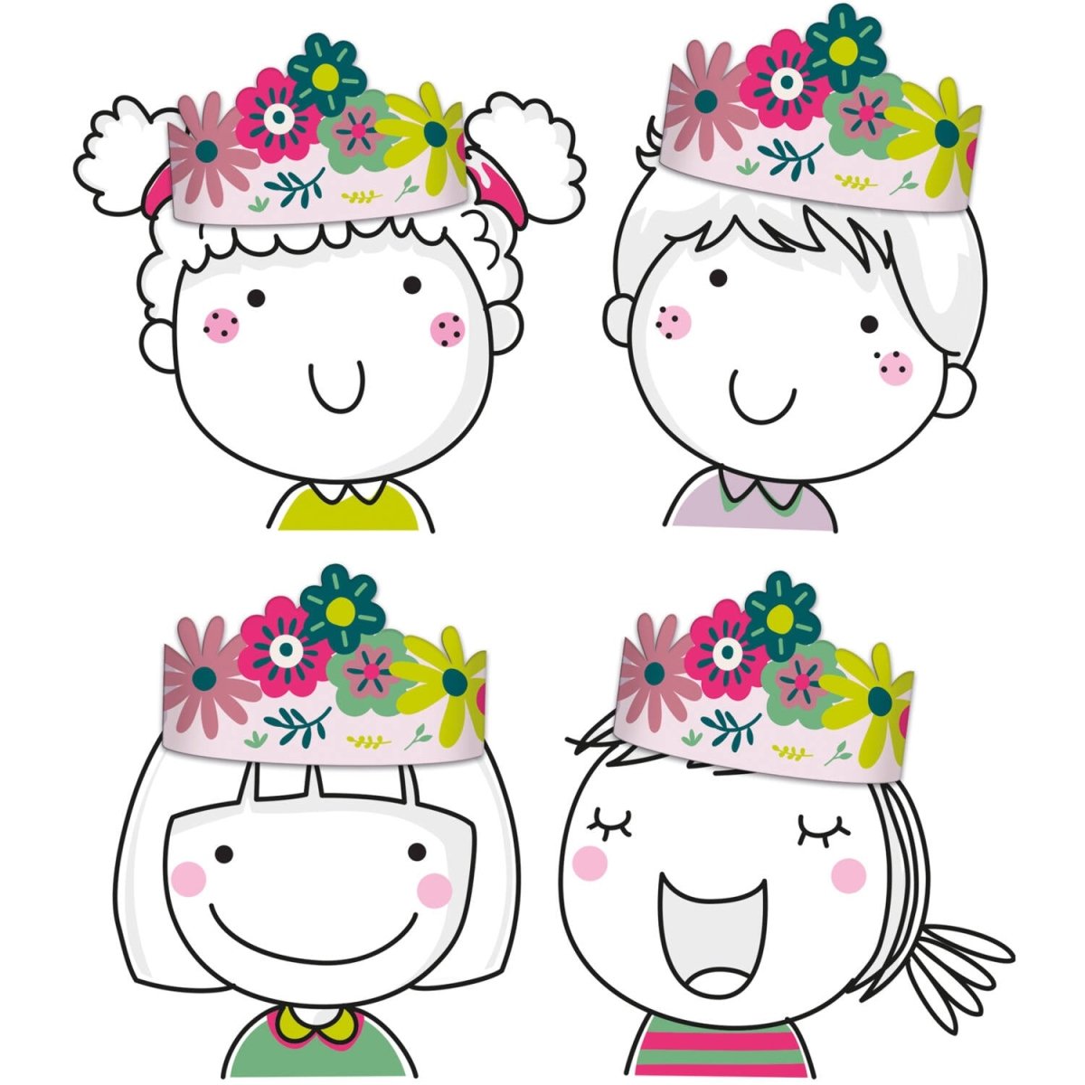 Bloemen Kroon Gekleurd Papier 6st