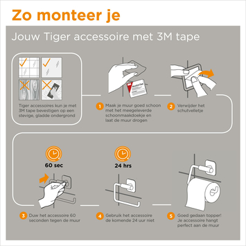 Tiger handdoekrek Colar 60 cm Zwart