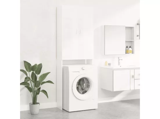 Meuble pour machine à laver Blanc brillant 64x25,5x190 cm