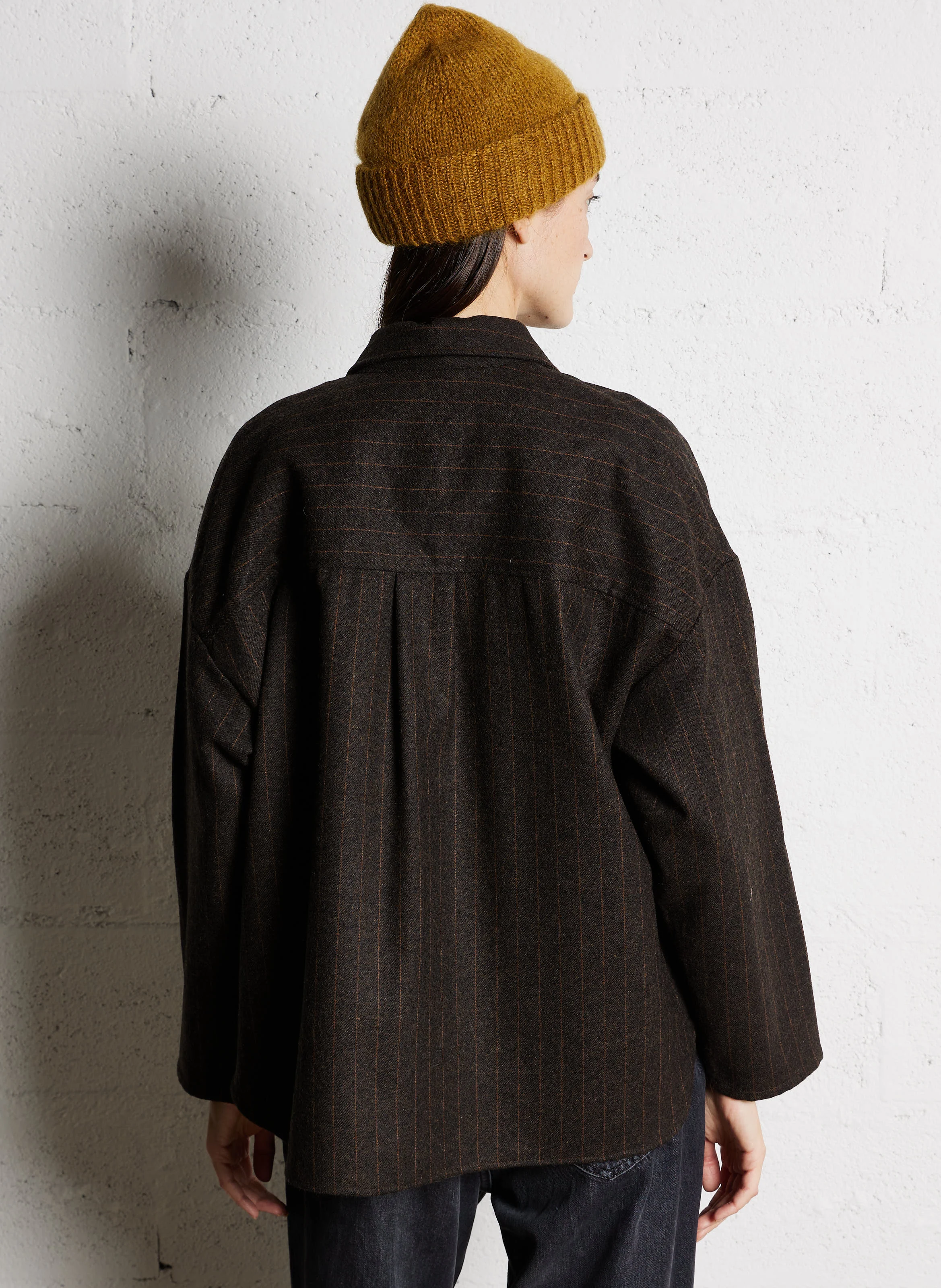 SABINA - Surchemise col classique en laine mélangée | Marron