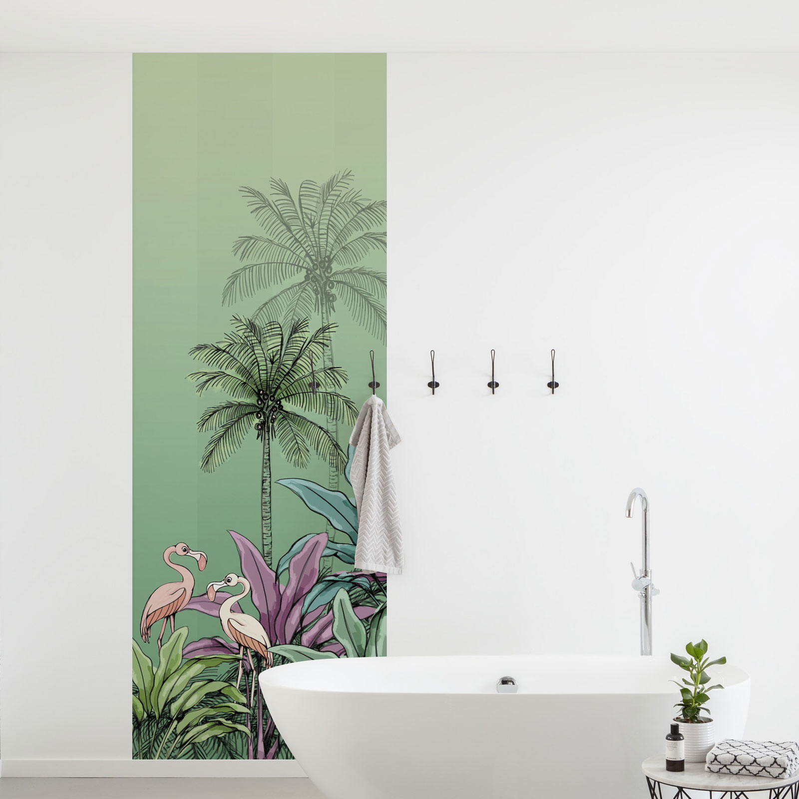 Vlies-Fototapete JUNGLE FLAMINGO - 100x280 cm