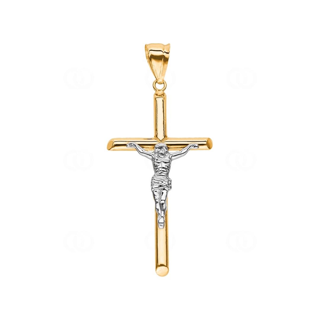 Anhänger 750/18 K Gelbgold Kreuz mit Jesus 48 x 25mm