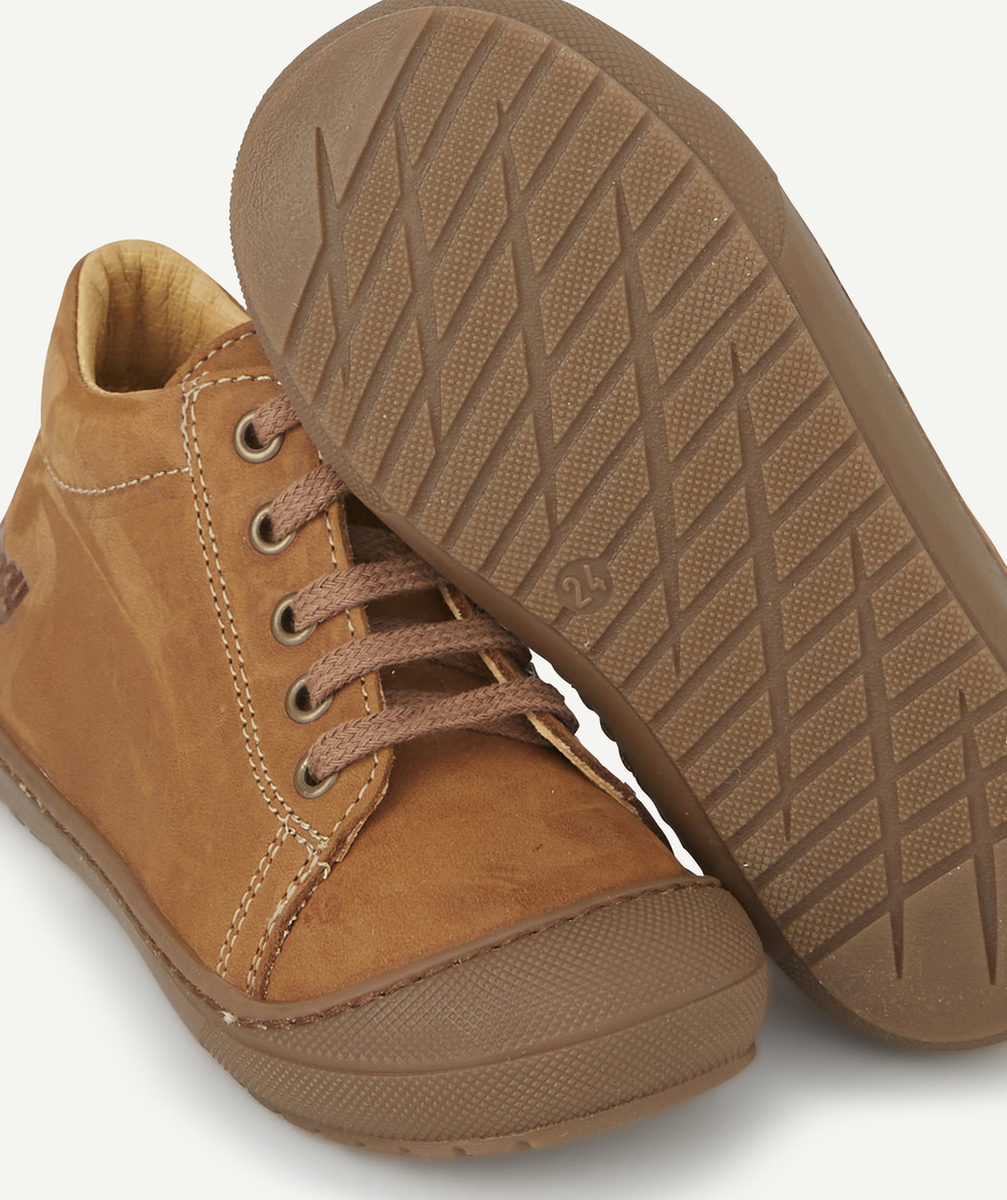 BOPYBOTTINES PREMIER PAS BÉBÉ EN CUIR MARRON AVEC LACETS