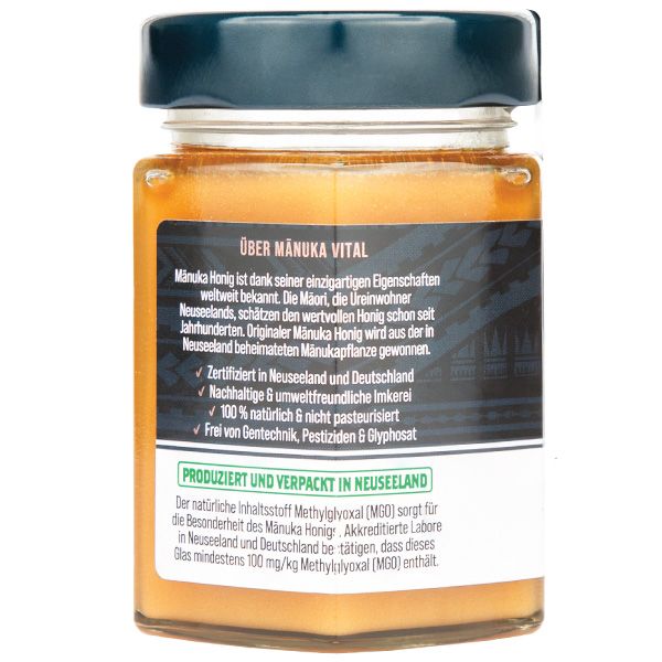 MANUKA VITAL Manuka Honig MGO 100+  - Original, zertifiziert und natürlich aus Neuseeland