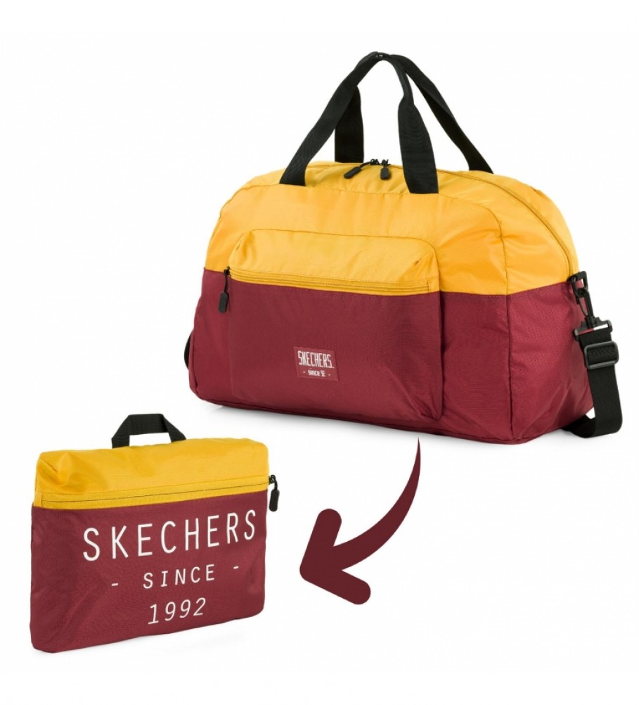 Bolsa Skechers S982, amarela e bordô - 56x30x23 cm -