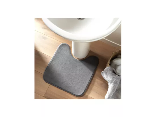 Tapis contour WC en microfibre unie - Gris - 45 x 45 cm