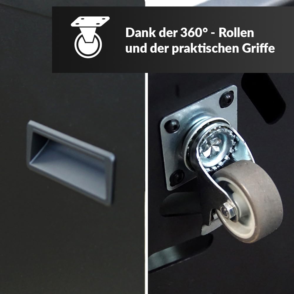 Kratki Patio Light Gas Terrassenheizer-Feuerstelle-Gaskamin-Aussenkamin -Terrassenkamin-Balkon-Gartenkamin-Gas-Gartenheizer auf Rädern- 8,2kW G30/50mbar Schwarz