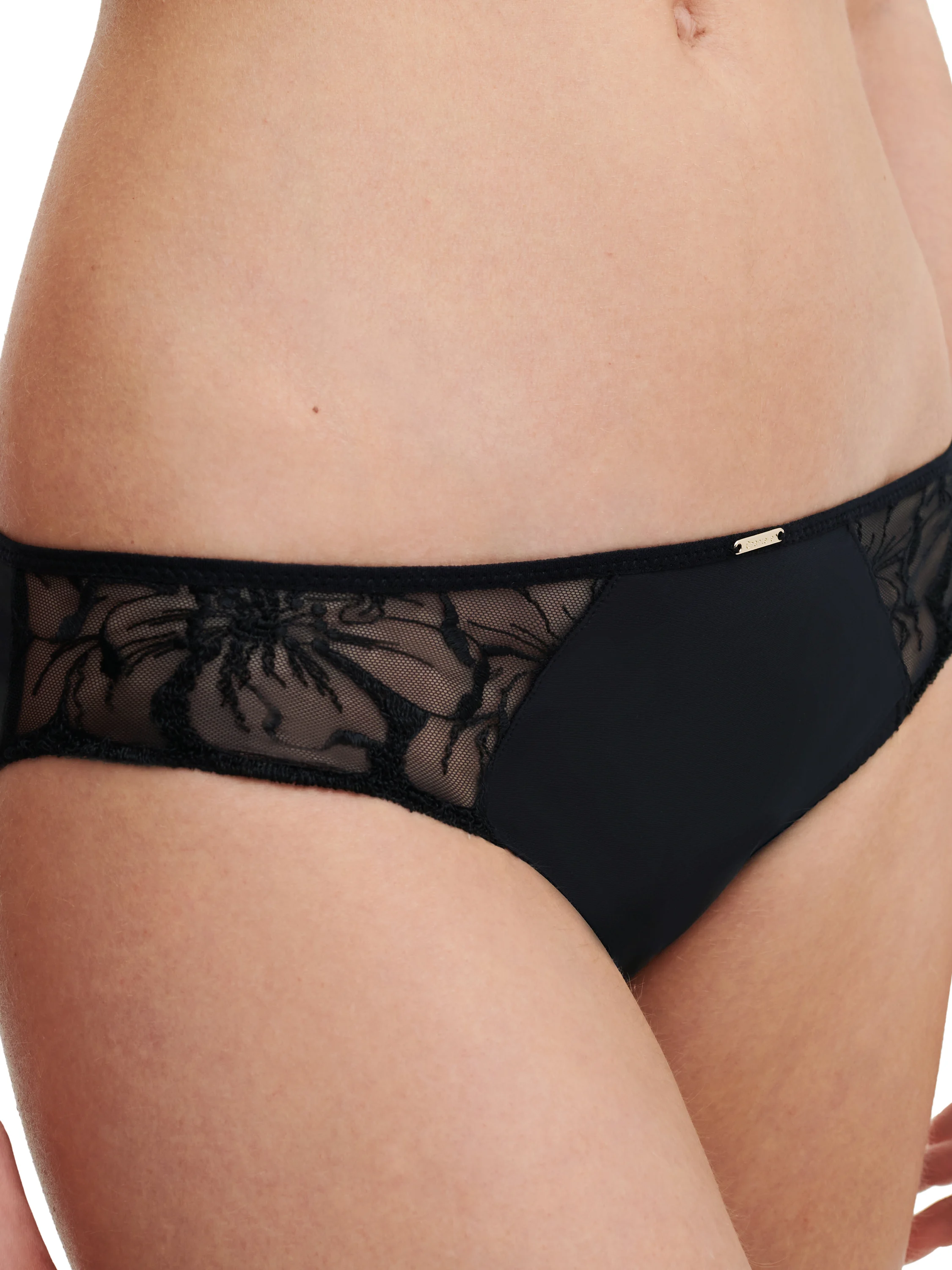FLEURS - Slip broderie florale | Noir