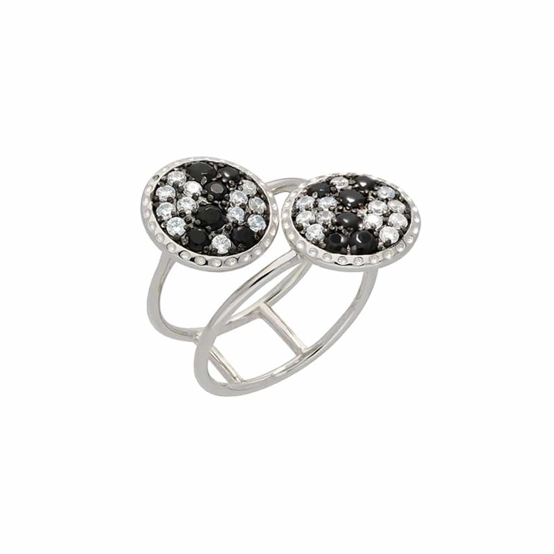 Bague Double Argent Disque Serti