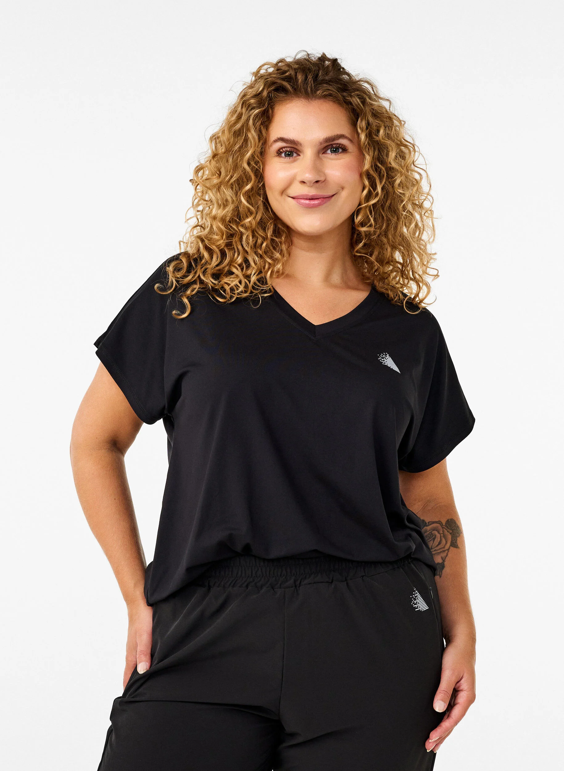 Trænings t-shirt med v-hals