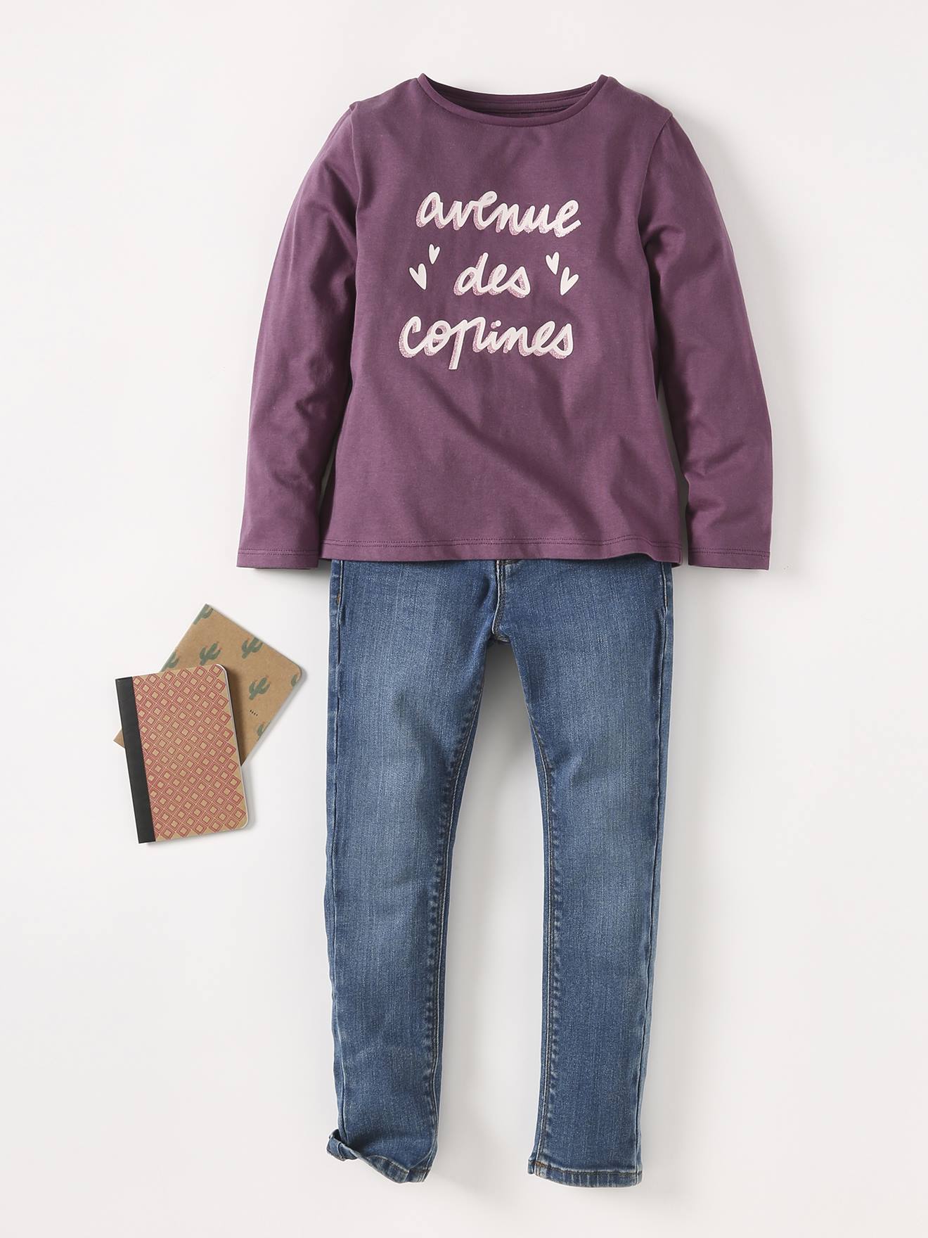 Camiseta com mensagem, para menina, cor off-white